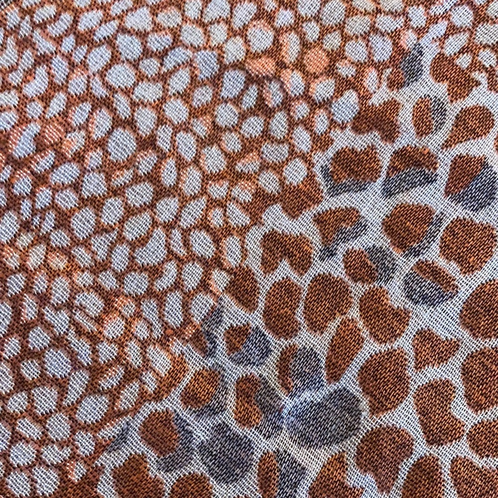 Ladies Orange Metallic Leopard Parsley Scarf - Picture 3 of 4